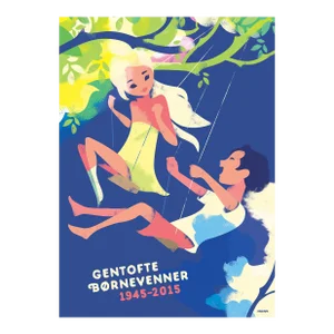 2015 Danish Modern Poster, Gentofte Bornevenner (Kids on Swings)