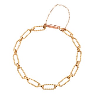18k Yellow Gold Oval Beaded Link Bracelet For Sale