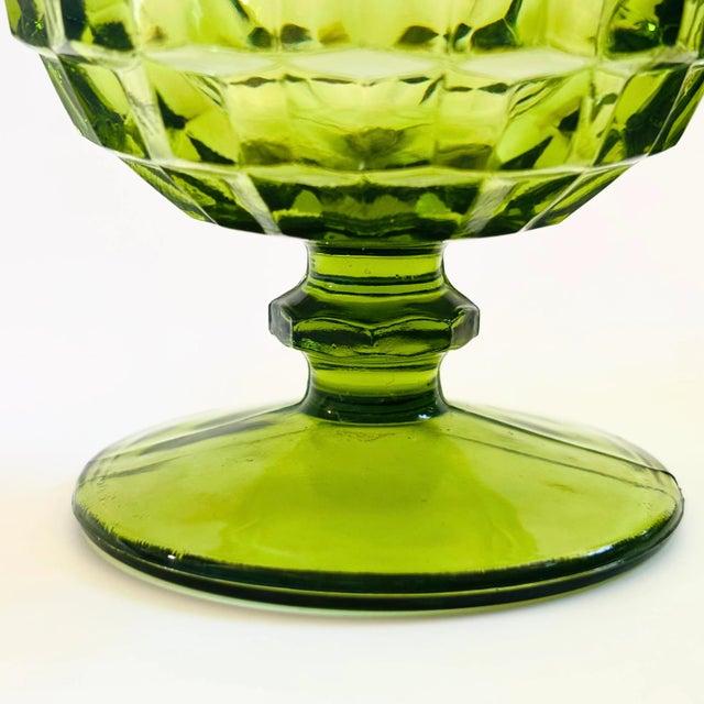 Glass Mid 20th Century Mid Century Modern Indiana Glass Green Coupe Glasses - Set of 6 For Sale - Image 7 of 10