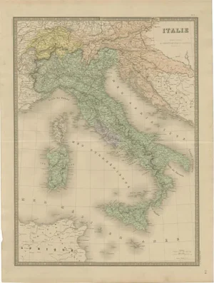 Antique Map of Italy by Andriveau-Goujon, 1861