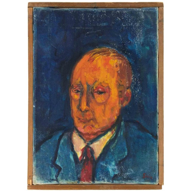 1960s Sirio Pellegrini, Self Portrait, Oil on Canvas, 1969 For Sale - Image 5 of 5