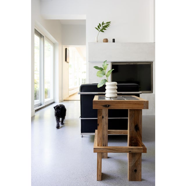The Metallic Pewabic - DTW Airport Reclaimed Tiled Table For Sale - Image 12 of 12
