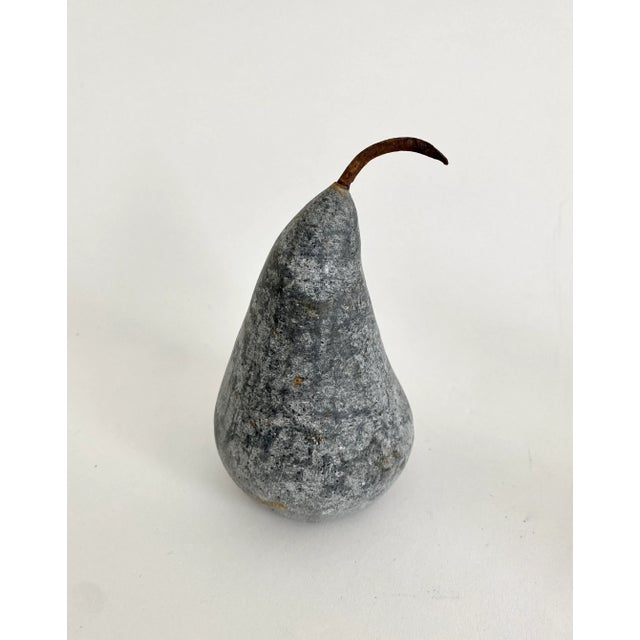 Medium Hand-Carved Gray Marble Pear For Sale - Image 4 of 5