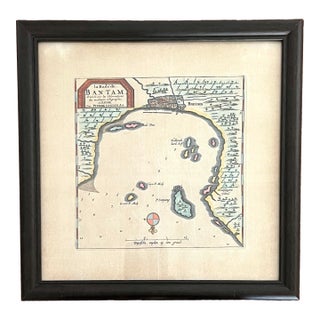 Antique Framed Map La Rade De Bantam by Pierre Vander (Dutch Cartographer Pieter Van Der Aa) C1720 For Sale