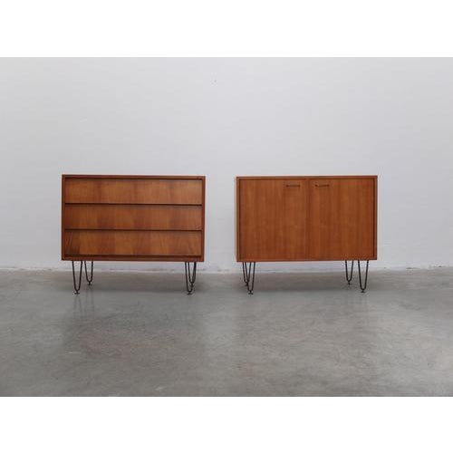 A lovely pair of cabinets designed by Alfred Hendrickx for Belform around 1957. This pair consists of a chest of drawers...