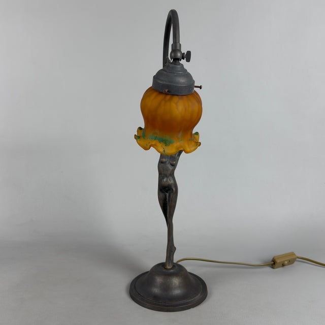 Art Nouveau Table Lamp in Bronze For Sale - Image 3 of 13