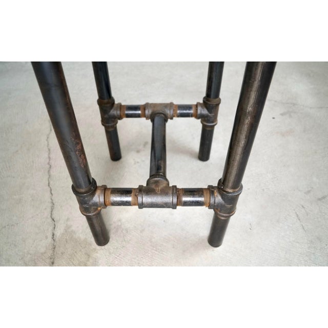 Industrial Steampunk Metal Pipe Round Side Table For Sale - Image 10 of 12
