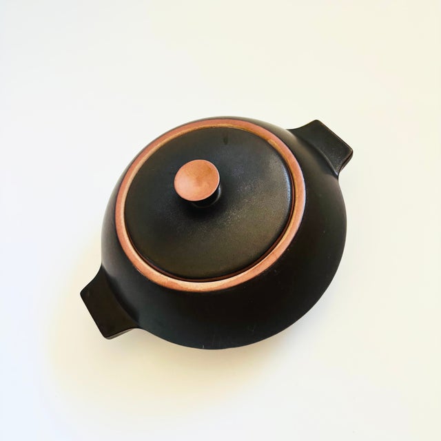 Mid-Century Modern Two Toned Stoneware Lidded Serving Bowl For Sale - Image 3 of 10