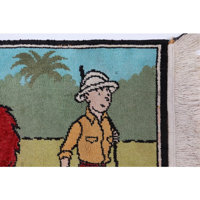 Blue Rug Tintin in Africa, Belgium, 1950s For Sale - Image 8 of 10