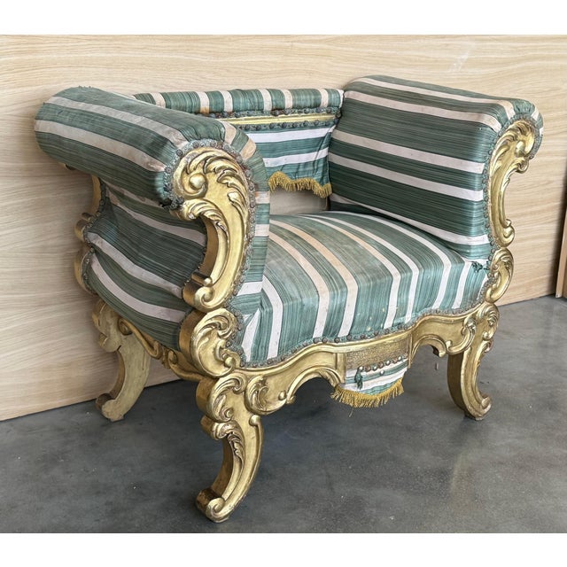 Rococo Pair of French 19th Century Rococo Revival Giltwood Armchair For Sale - Image 3 of 18