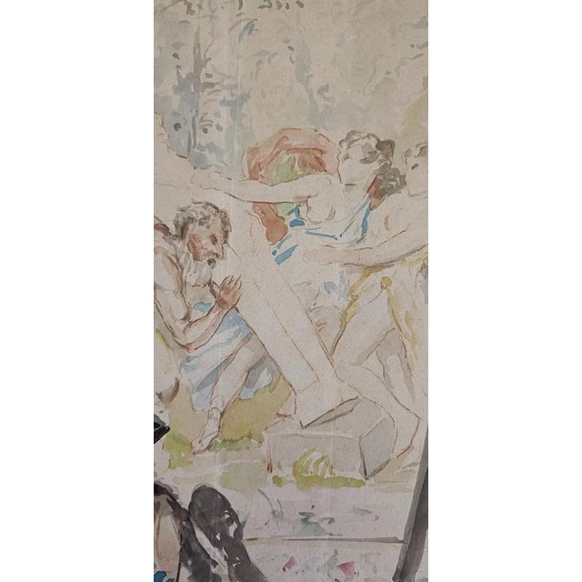 Guglielmo Innocenti, Etude pour scène de théâtre au piano, Crayon & Watercolor on Paper For Sale - Image 5 of 10