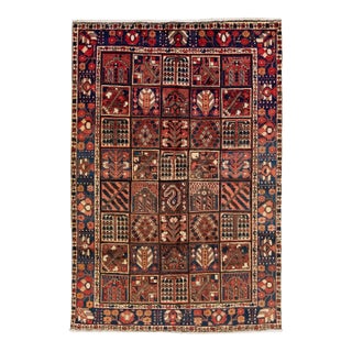 Antique Persian Bakhtiari Handmade Allover Wool Rug With Multicolor Field For Sale