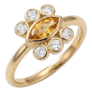Vintage Citrine Marquise Ring | Halo Cocktail Tiara Ring | Wedding Engagement Ring Us 7 For Sale
