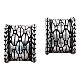 1990s Pair of John Hardy Estate Clip on Earrings Sterling Silver For Sale