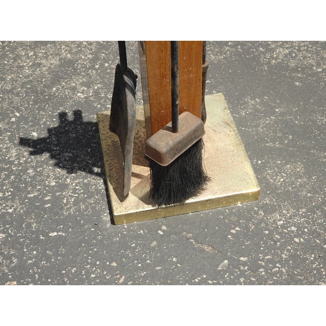 Wood Vintage French Country Set of Three Fireplace Tools W Wood Stand For Sale - Image 7 of 9
