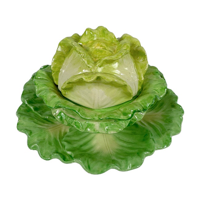 This a vintage beautiful Mottahedeh Cabbage Ware small Tureen. This is hand painted for Mottahedeh in Italy. It features...