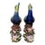 Ceramic Pair Peacock Bird Figurines Table Sculptures - Hand Painting Chinese Porcelain Book Matching Set - Chelsea House Mottahedeh Style For Sale - Image 7 of 12