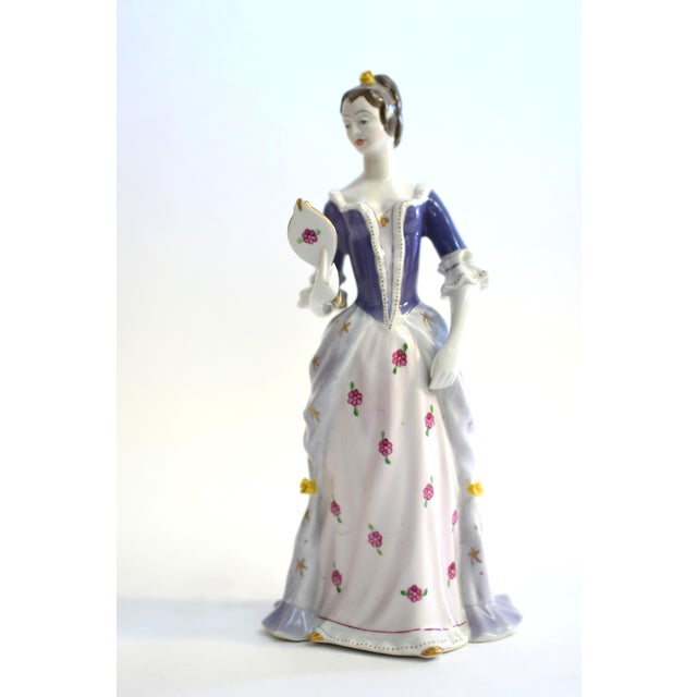 Holloháza Porcelain Figurine Lady With Mirror For Sale - Image 6 of 11