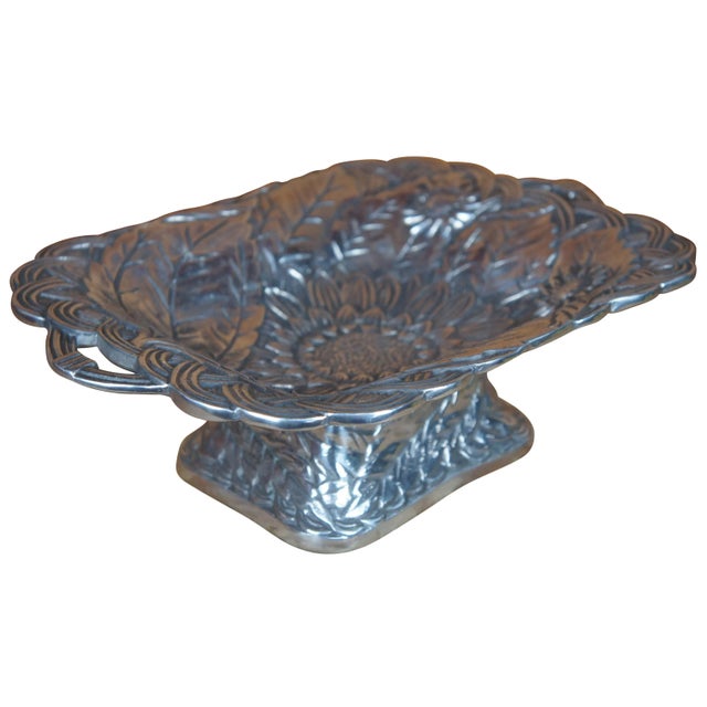 Modern 1983 Haldon Group Aluminum Footed Sunflower Basket Pedestal Compote For Sale - Image 3 of 9