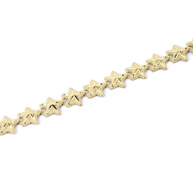 23553 - Ound Starfish 14k Yellow Gold Cut Design Link Bracelet For Sale - Image 4 of 5