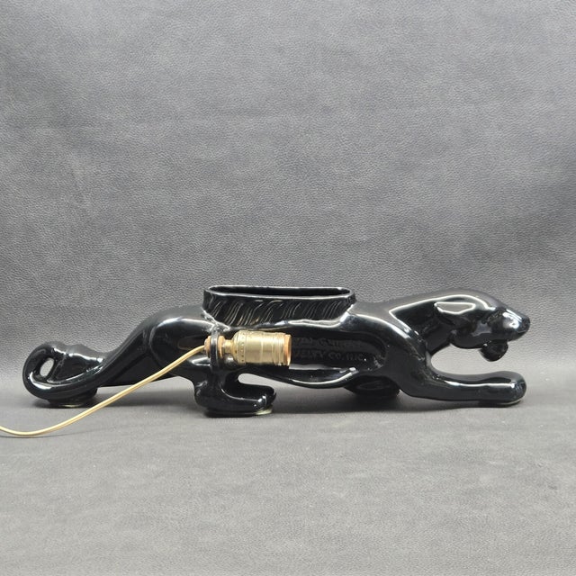1950s Mid-Century Modern Royal China Black Ceramic Prowling Panther Planter Tv Lamp For Sale In Tampa - Image 6 of 14