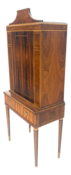 Rosewood French Art Deco Tapered Legs Cupboard Buffet Breakfront Cabinet