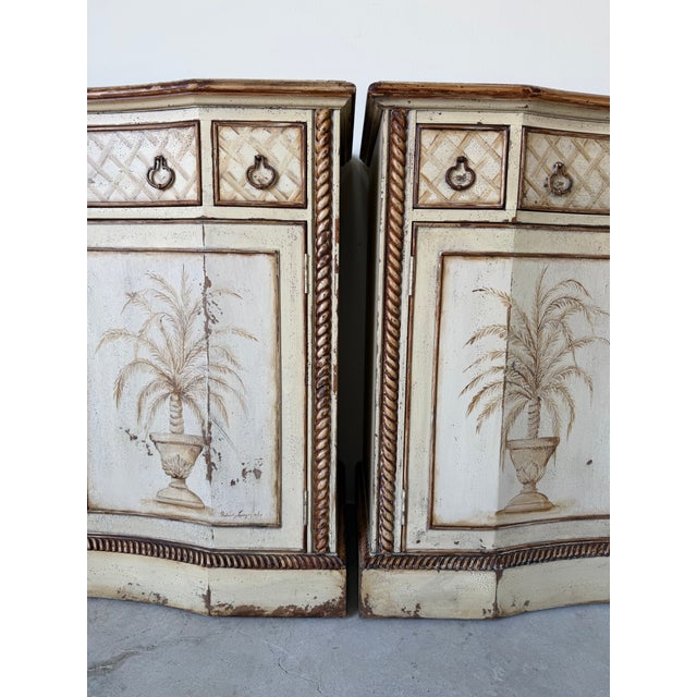 1990s Vintage Habersham Palm Beach French Country Hand-Painted Distressed Finish Chests – A Pair For Sale - Image 5 of 12