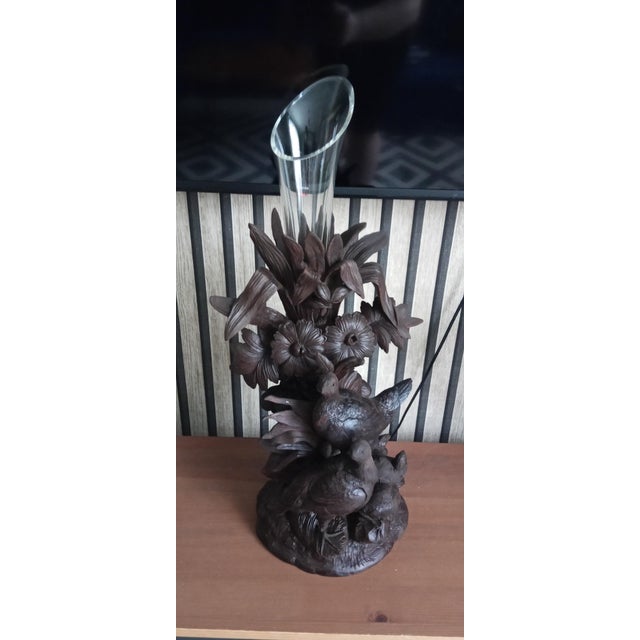 Large Black Forest Vase Holder with Antique Glass, 1890s For Sale - Image 4 of 10