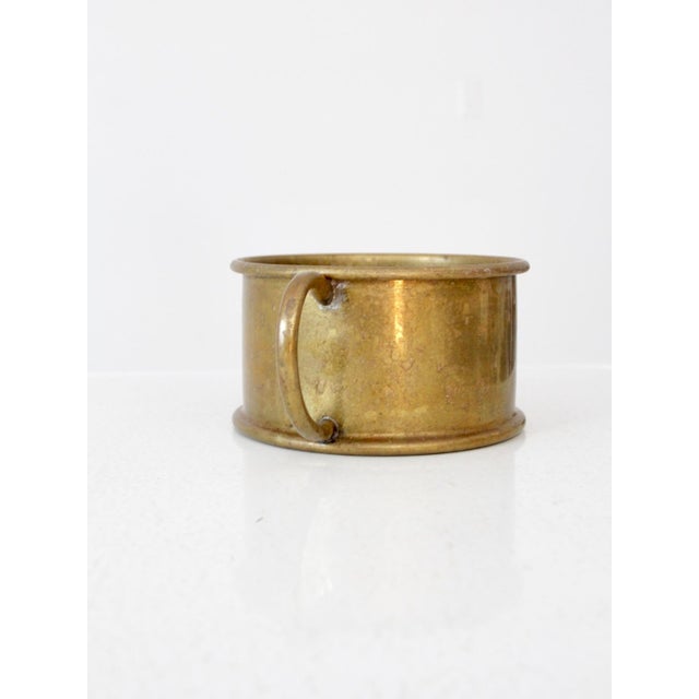 American Antique Brass Shaving Bowl With Handle For Sale - Image 3 of 8