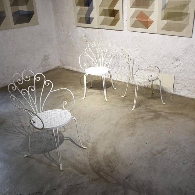 1950s Mid-Century Modern Wrought Iron Garden Chairs by Lio Carminati, 1950s, Set of 10 For Sale - Image 5 of 18