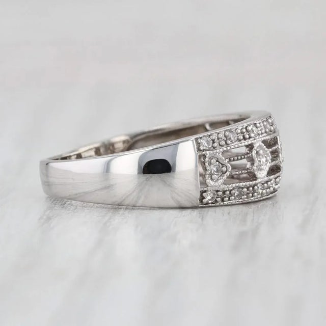0.15ctw Diamond Hearts Band 14k White Gold Size 8.5 Ring For Sale In Greensboro - Image 6 of 7