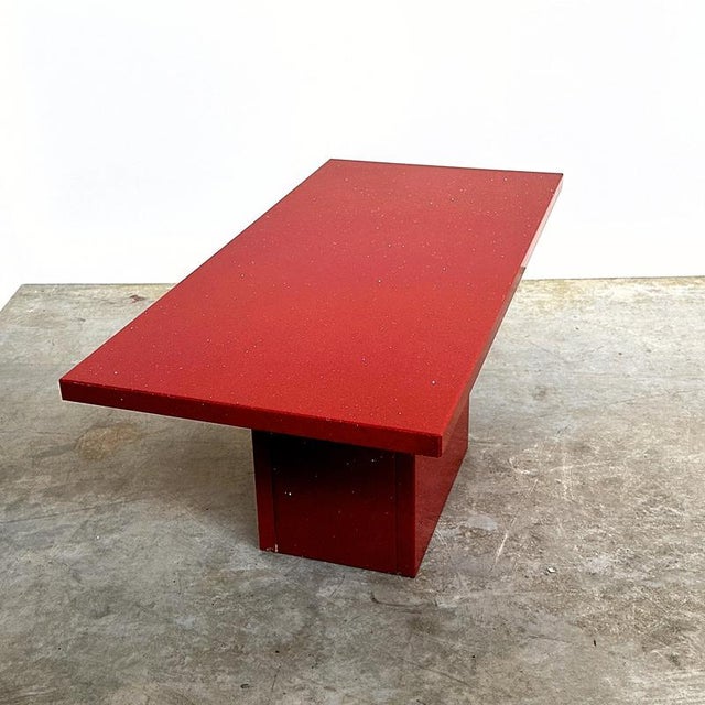 Vintage Italian Red Granite Coffee Table with Silver Flecks, 1980s For Sale - Image 4 of 12
