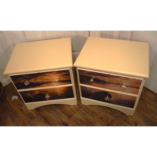 Late 20th Century Late 20th Century Pair of Custom Nautical/Sunset Rowboat Nightstands For Sale - Image 5 of 5