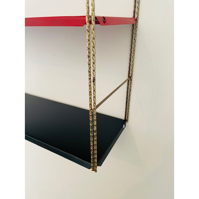 Black Mid-Century Modern Adjustable Brass and Metal Wall-Mounted Shelf, 1960s For Sale - Image 8 of 18