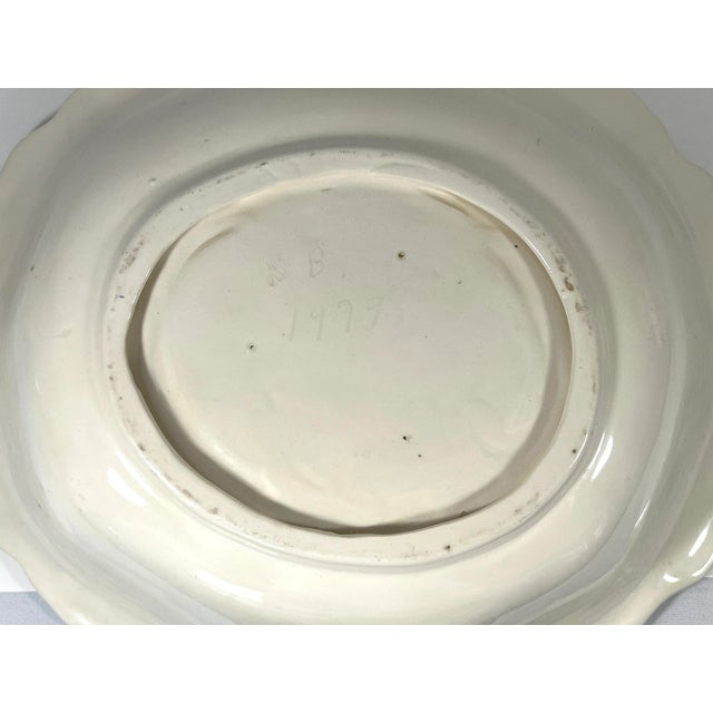 Vintage Violet, Blue and Yellow Pansy Floral Ceramic Pitcher & Wash Bowl Set, Signed 1997 For Sale - Image 11 of 11