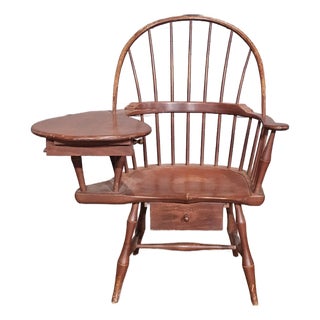 Late 20th Century d.r. Dimes Red Sack Back Windsor Writing Arm Chair Bench Made New Hampshire For Sale