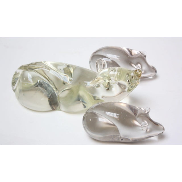 Mid-Century Modern Vintage Crystal Mice Paperweights - Set of 3 For Sale - Image 3 of 6