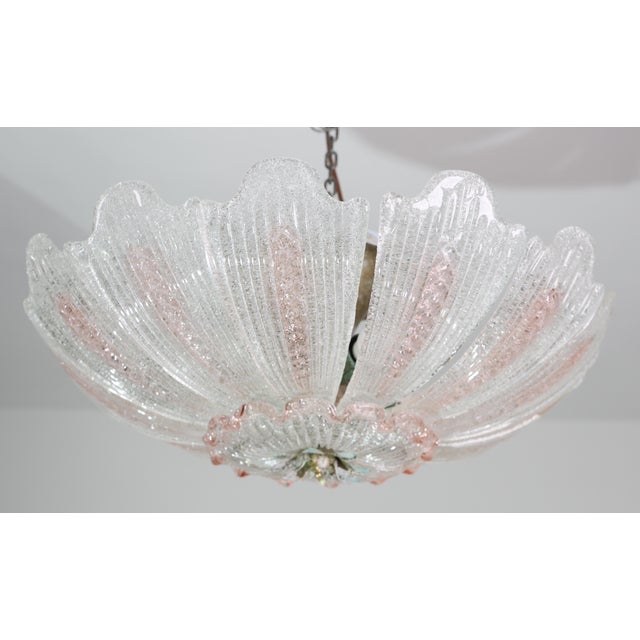 Italian 1980s Milan, Pink Sunflower Murano Glass Ceiling Light or Chandelier For Sale - Image 3 of 11