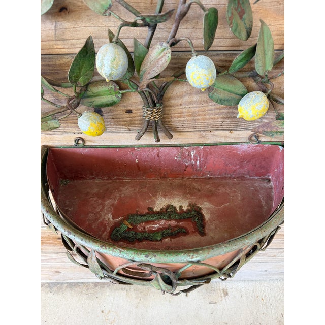 Rare Vintage Italian Tole Lemon Tree Wall Jardiniere With Five-Light Candelabra, Two-Piece Set For Sale In Naples, FL - Image 6 of 12