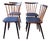 Mid-Century Dining Chairs with Splayed Legs and Navy Blue Seats, Set of 4 For Sale