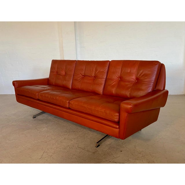 Danish 3-Seater Sofa in Cognac Leather and Chrome by Svend Skipper, 1960s For Sale - Image 6 of 18