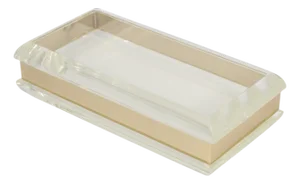 Philippe Cheverny Style Geometric Lucite and Gilded Metal Box, circa 1970