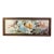 Large Vintage Chinese Porcelain Plaque in Wood Frame, "Eight Galloping Horses" Motif For Sale