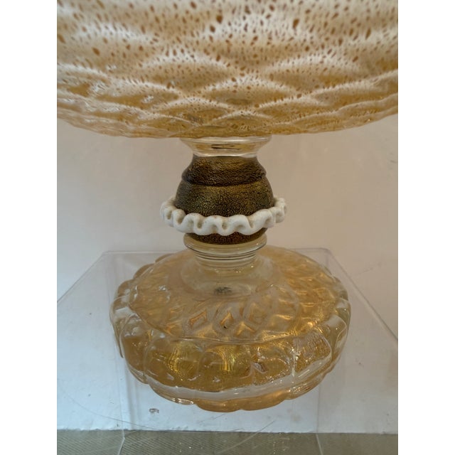 Barovier e Toso Barovier and Torso Murano Gold Flecked Footed Dish For Sale - Image 4 of 5
