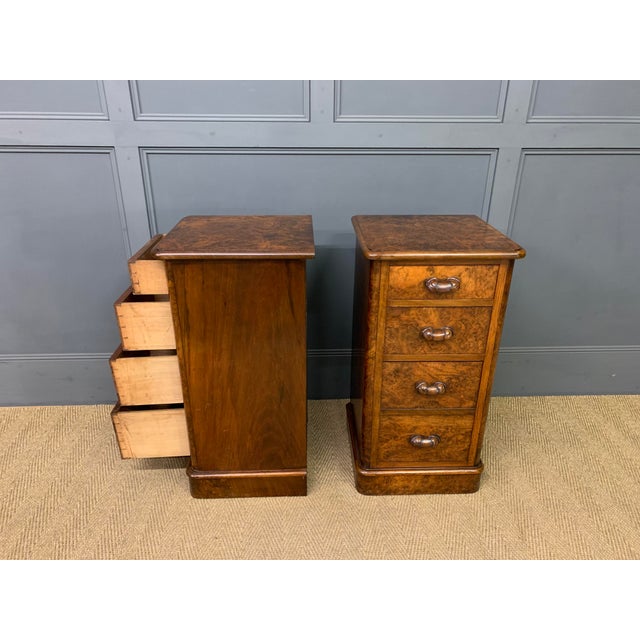 Victorian Burr Walnut Bedside Chests, 1875, Set of 2 For Sale - Image 4 of 12