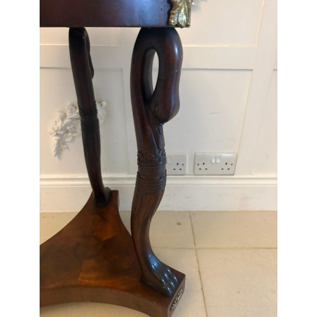 Antique Victorian Specimen Marble Top Centre Table Mahogany Swan Support Side Table, 1860 For Sale - Image 16 of 18