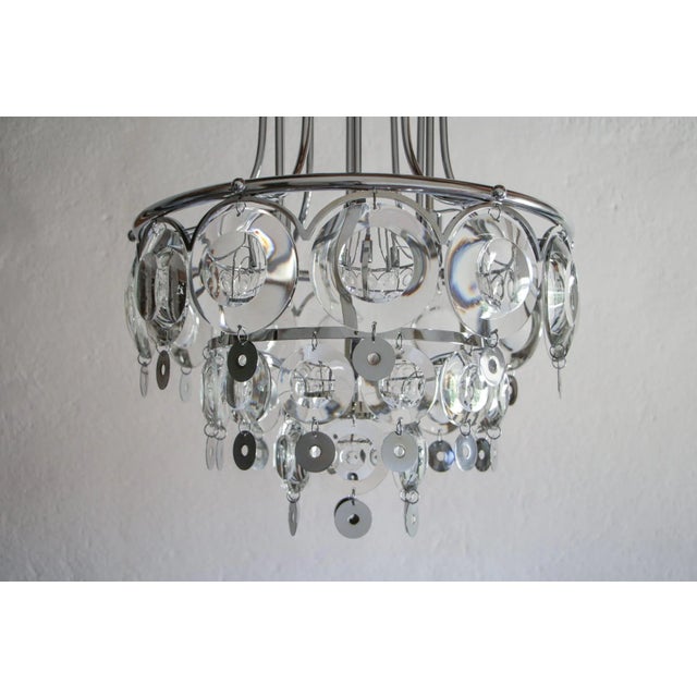 Metal Italian Chrome Chandelier Attributed to Oscar Torlasco, 1970s For Sale - Image 7 of 18