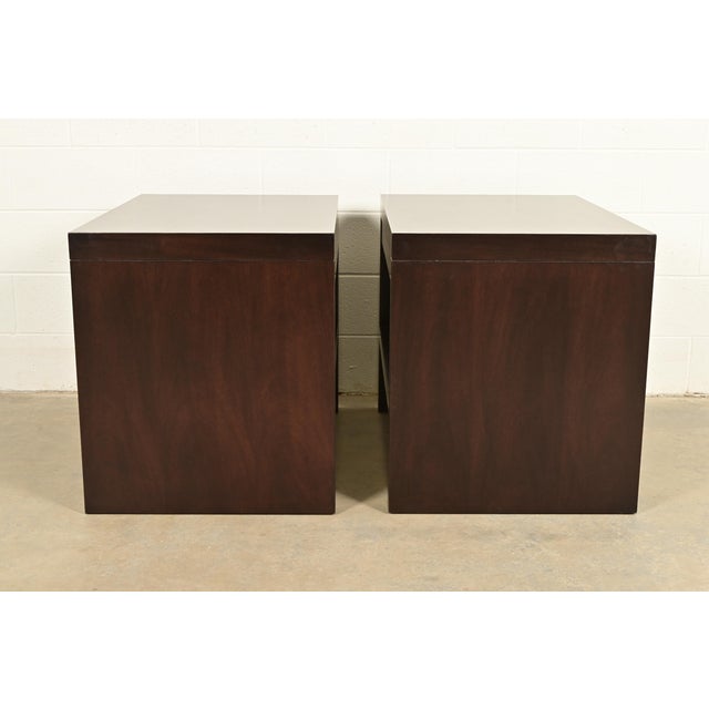 Barbara Barry for Baker Furniture Modern Oversized Dark Mahogany Nightstands, Newly Refinished For Sale - Image 12 of 15
