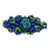 Vintage MIriam Haskell Abstract Resin Royal Blue and Green Bead Brooch, 1950's For Sale
