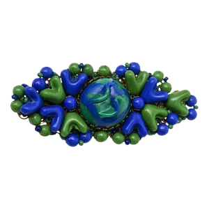 Vintage MIriam Haskell Abstract Resin Royal Blue and Green Bead Brooch Pin 50's